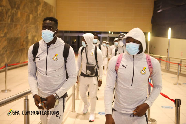 The Black Stars arriving in South Africa