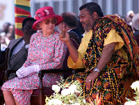 Late former President Jerry John Rawlngs with Her Majesty Queen Elizabeth