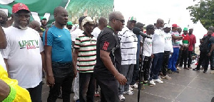 Former President John Mahama with some NDC functionaries