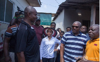 Former President John Dramani Mahama and his team interacted with residents after the floods