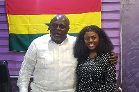 Koku Anyidoho took a picture with Nana Aba Anamoah after the interview