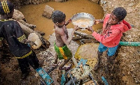 Galamsey activities on a water body