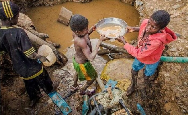 Galamsey activities on a water body