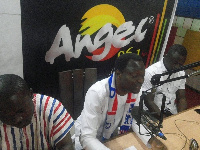 NPP National Chairman aspirant, Mr. Fred Amakwah-Sarfo (middle) speaking at Angel