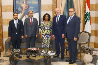 Shirley Ayorkor Botchwey flanked by other dignitaries during the visit