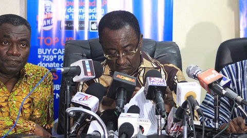 Dr Owusu Afriyie Akoto speaking to the press