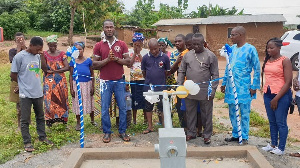 Solomon James Mensah commissioning a borehole