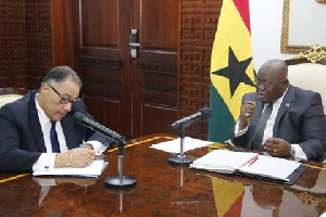 World Bank Vice President for Africa, Dr. Hafez Ghanem and President Nana Addo Dankwa Akufo-Addo