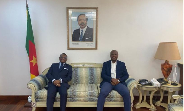 President of the National House of Chiefs, Togbe Afede XIV and Cameroon Prime Minister, Joseph Ngute