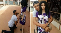 Man was spotted on one knee as he proposed to a mannequin doll he dressed up like a girlfriend