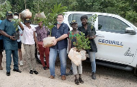 Azumah Nelson and Ama K. Abebrese join Geodrill to plant five million trees