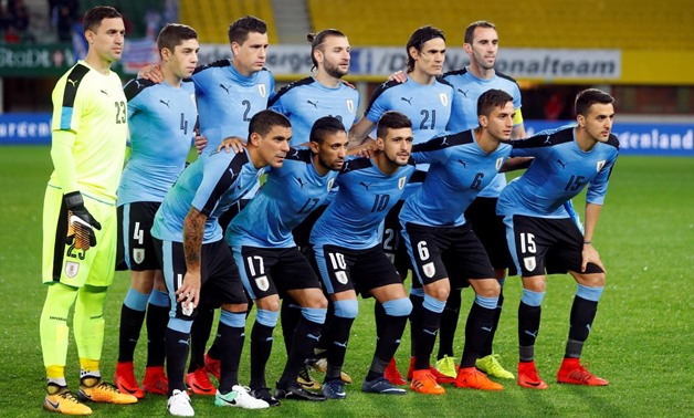 The Uruguayan team lines up for a game