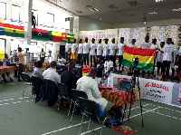 Some of the armwrestlers at the weigh-in ceremony