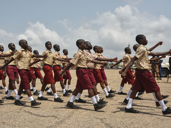 A file photo of some students during a march past