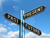 File photo showing 'past', 'present' and 'future' as direction signs