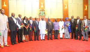 President Akufo-Addo with some ministers and Vice President Dr. Bawumia