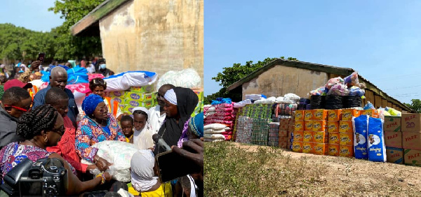 The relief items  included toiletries, bags of rice among many others