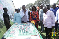 Akufo-Addo & Ministers inspecting the architectural design of the Creative Arts Senior High School