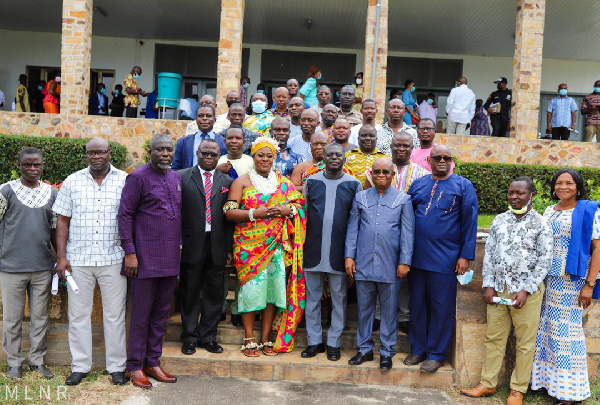 Hon. Benito Owusu-Bi with newly-constituted members of the Volta Regional Lands Council