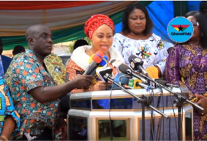 MP for Dome-Kwabenya Constituency, Adwoa Safo addressing the audience at the sod-cutting ceremony