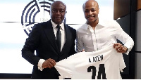 Andre Dede Ayew  and his father Abedi Pele during Dede's unveiling at Al Sadd