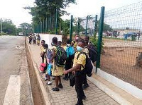 Stranded students at the premises of KNUST basic school