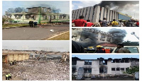 Some of the buildings which have been razed down by fire