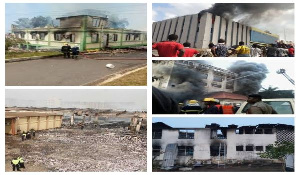 Some of the buildings which have been razed down by fire