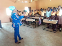 DCE for Nabdam interacting with pupils of the Kongo Junior High School