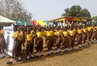 Some of the school children marching