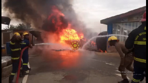 Anomabo premix fuel station catches fire