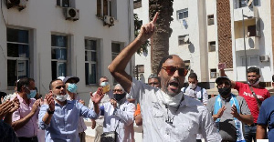 FILE PHOTO: Medical staff protest for higher pay and better working conditions in Rabat, Morocco