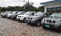 Government vehicles parked