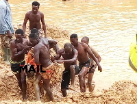 The body being retrieved from the site