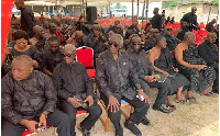 Former President John Agyekum Kufuor with some officials at Tommy Amematekpor's  funeral in Agbozume