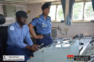 Lt Cdr Priscilla Ami Dzokoto (PAD) with a colleague on a Ghana Navy  Ship