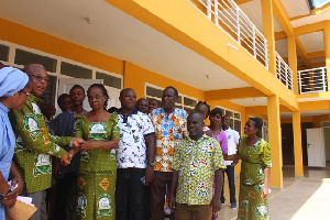 Benjamin Kpodo presenting a classroom to nurses at Ho