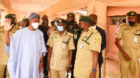 Nigeria Interior Minister (in ahite) wit some senior prison officers