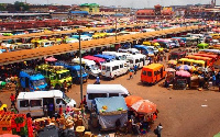 Aerial shot of a lorry terminal