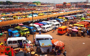 Aerial shot of a lorry terminal