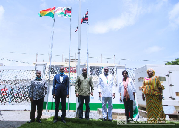 Flagbearer of the NDC, John Dramani Mahama flanked by some leaders of the party