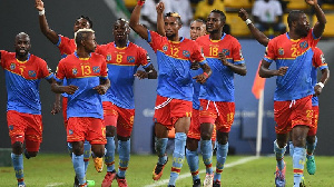 DR Congo's players celebrate after their 3-1 victory over Togo