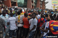 A photo of fans at the Accra Sports Stadium