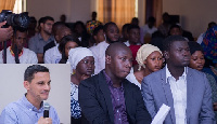 Salem Kalmoni (inset) addressing the participants