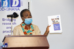 Professor Takyiwaa Manuh launching the Project