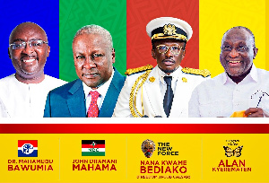 L-R: Mahamudu Bawumia, John Mahama, Cheddar and Alan Kyerematen