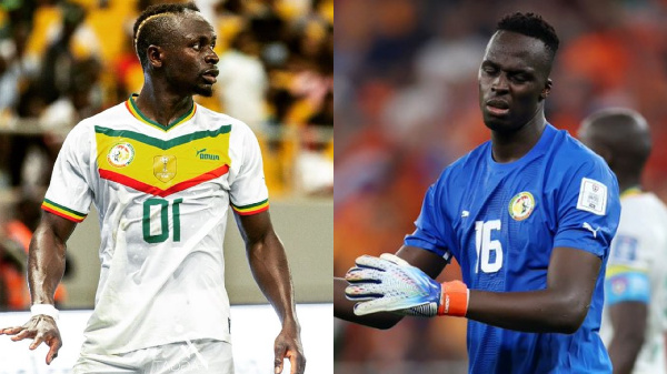 A photo collage of Sadio Mane and Edouard Mendy