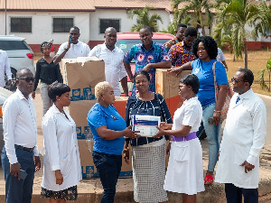 Mrs Lydia Agyen Frimpong, donated Adult Diapers to the Legon Hospital