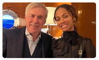 Carlo Ancelotti with Zoe Saldana