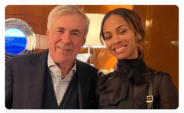 Carlo Ancelotti with Zoe Saldana